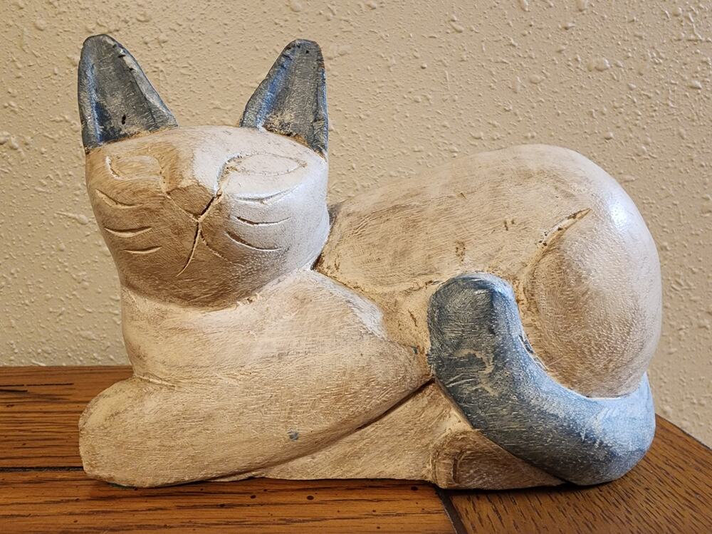 Wood Abstract Cat Sculpture Carving